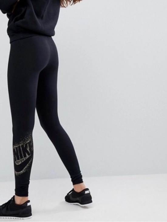 Nike Pants - Nike Black Leggings with Gold Logo Detail
